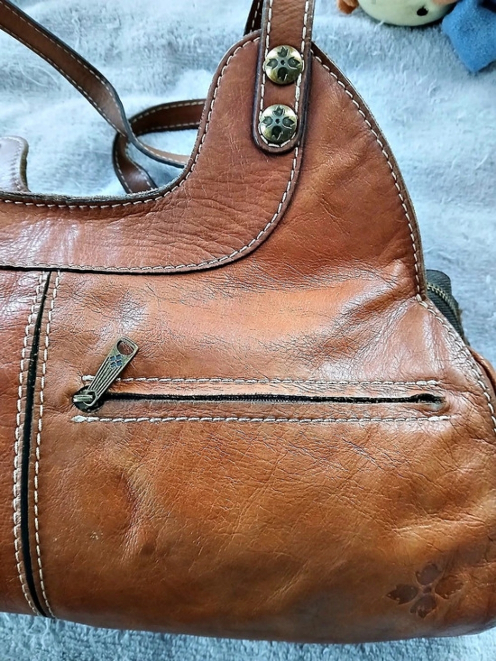 Patricia Nash Studded Brown Leather Hobo - Picture 3 of 16